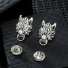 1 Pair Retro Collar Brooches Tree Leaf Wolf Rhinestone Fashion Lapel Pin For Men Women Shirts Suits Clothes Decor Jewelry Gift