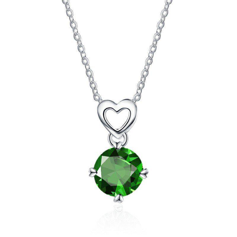 Women's Heart Necklace with 2 Carat Imitation Moissanite, Featuring 8 Hearts & Arrows, Popular In Japan & Korea, Broadcast-Style Design