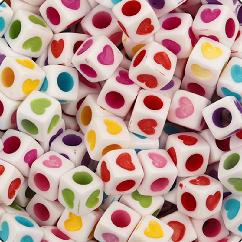 100Pcs/Lot Trendy Acrylic Square Alphabet Beads Large Hole Letter Loose Spacer Bead Jewelry Handmade Bracelet Making Supplies