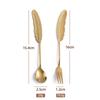 HANYANG Feather Spoon Golden 304 Stainless Steel Fruit Fork Literary Small Spoon Spoon Spoon Creative Tableware Colorful Feather Spoon