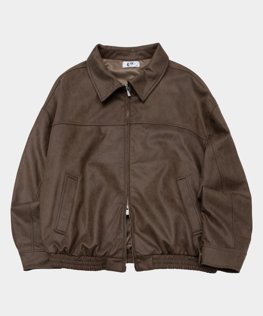 Placestudioman Minimal Suede Standard Two-Way Authentic Blouson Zip-Up Jacket [Brown]