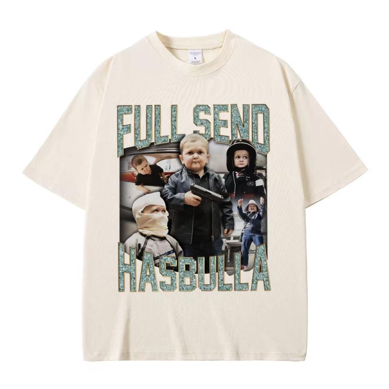 Full Send Hasbulla Magomedov Tshirts Russia Mini Khabib Blogge Fighting Funny Meme T Shirts Unisex Women Vintage Oversized Tshirt