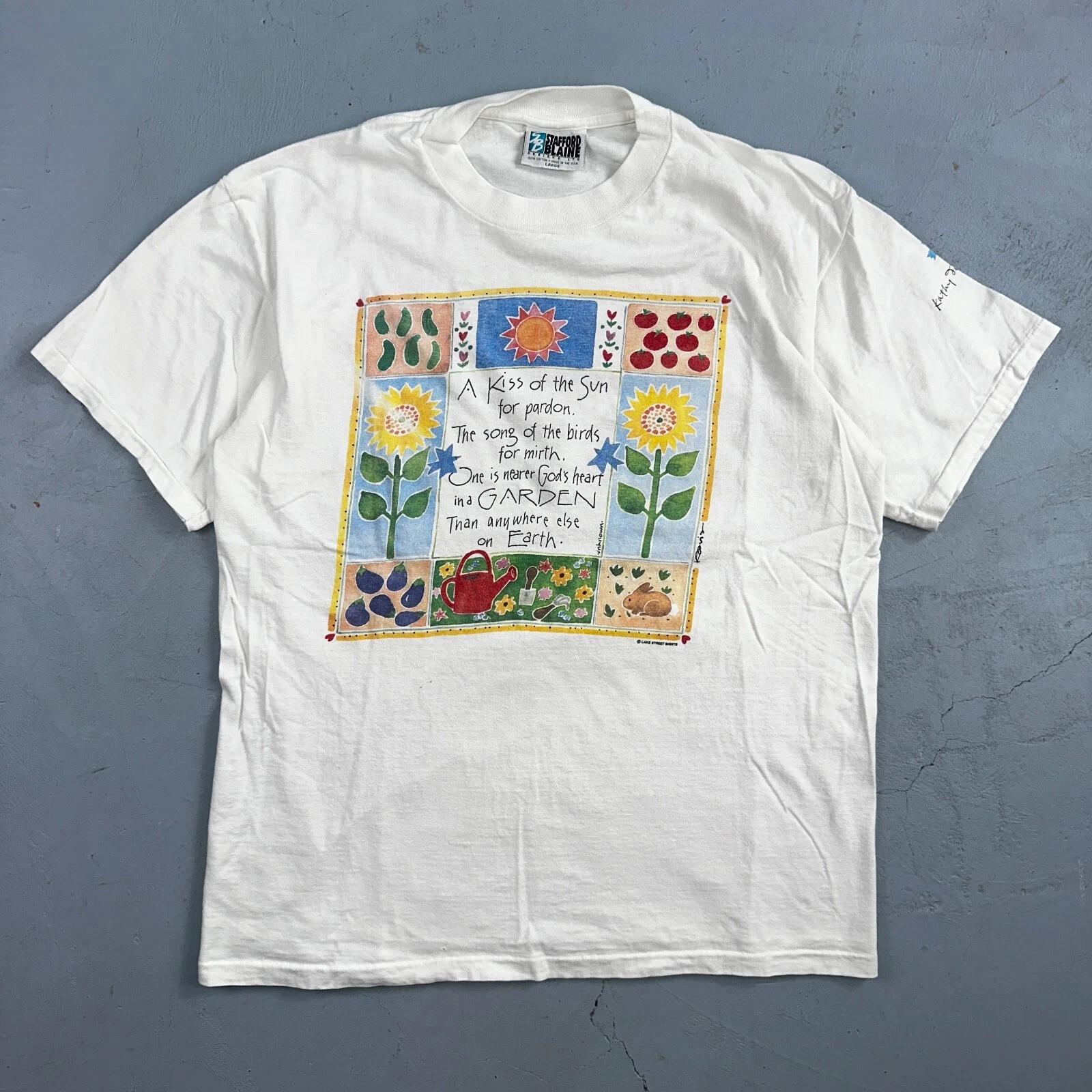 Garden Earth Artsy Art Hipster VTG T Shirt Kathy Davis Designs 90s Single Stitch 2XL
