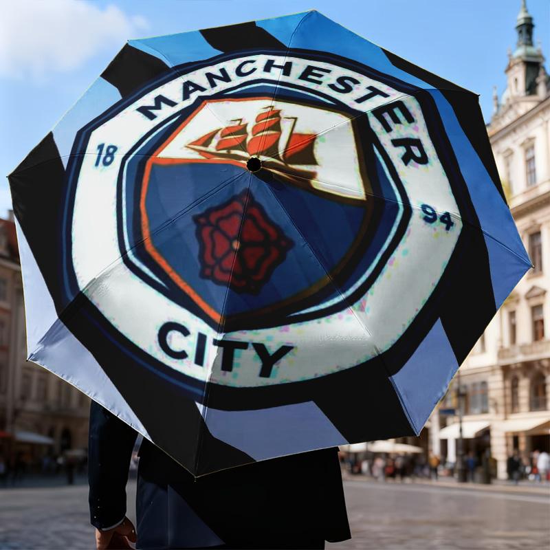 1PC City Football Club Printed Umbrella Folding umbrella, automatic umbrella 8-Frame for Travel, camping Fan gifts Christmas Gifts