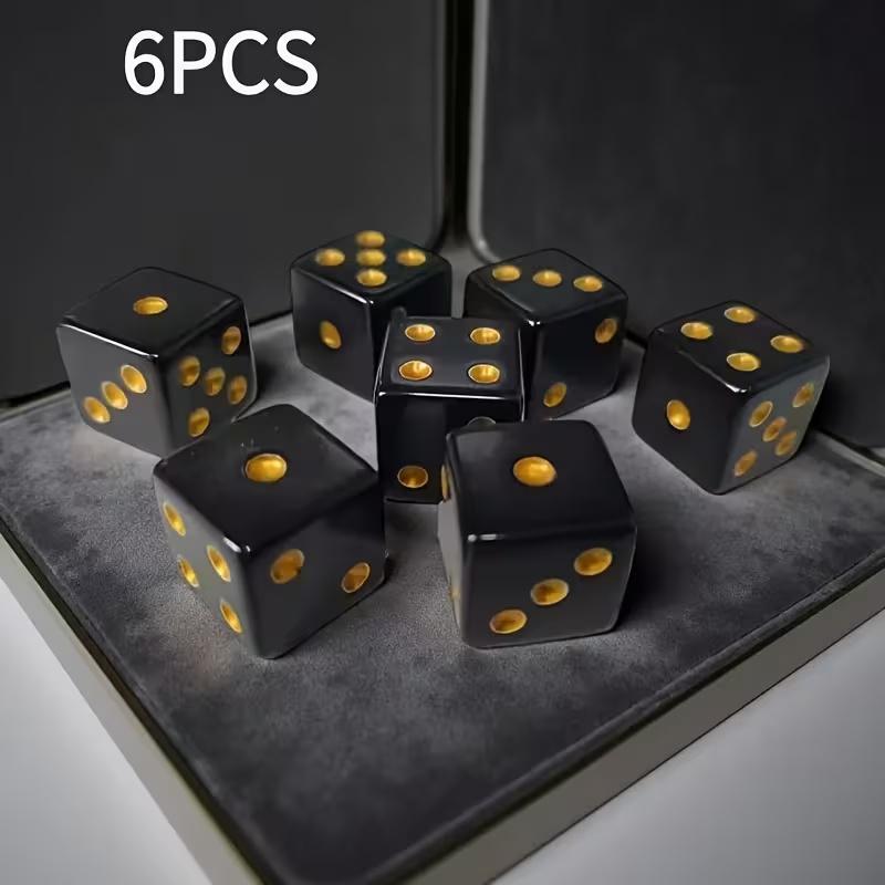 

6pcs Black & Gold Dice Set, Acrylic D6 Numbered 1-6 for Board Games, Wargaming, Tabletop & Party Fun чорний
