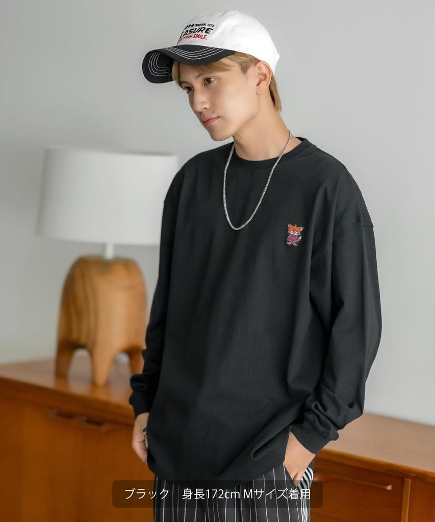 IMPROMES Casual SIDEWAYSTANCE Embroidered Downer Fox Long Sleeve T-Shirt, Men's, White