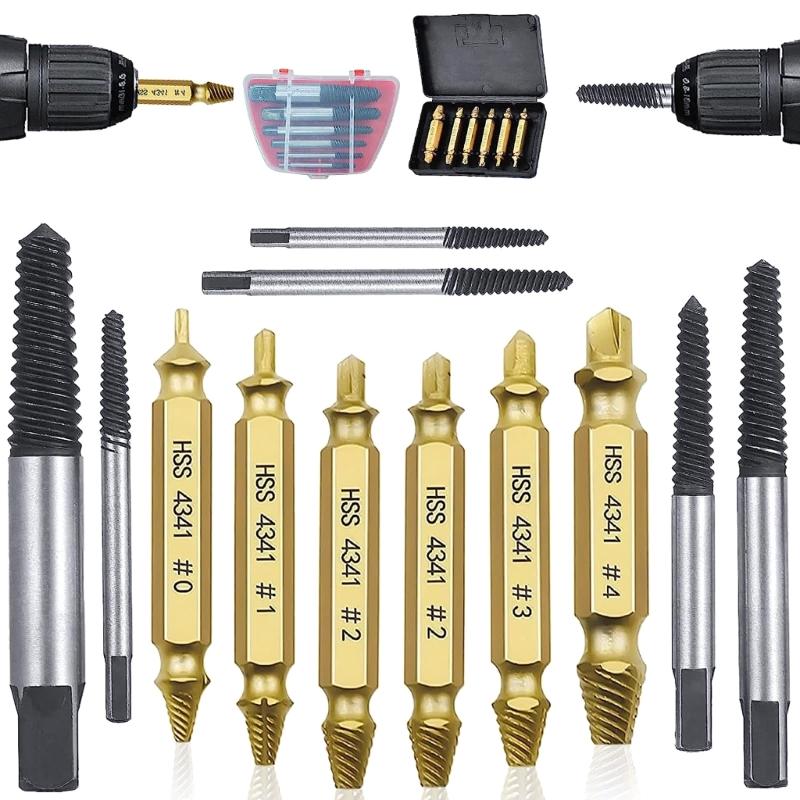 12PCS Damaged Screw Extractor Set, Material Stripped Screw Kit and 6 Damaged Bolt Water Pipe Remover Set for Thread