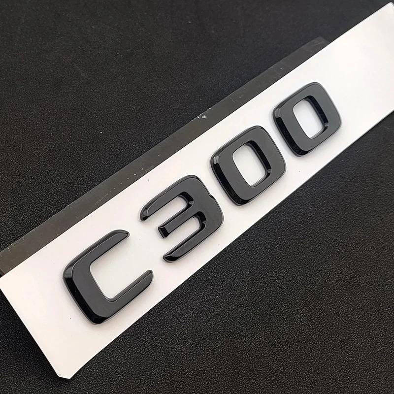 FCUI6 ABS Black Chrome Letters 3D Car Trunk Letters Badge For Mercedes Benz C 200 220 300 C200 C220 C300 C320 Logo Sticker Accessories