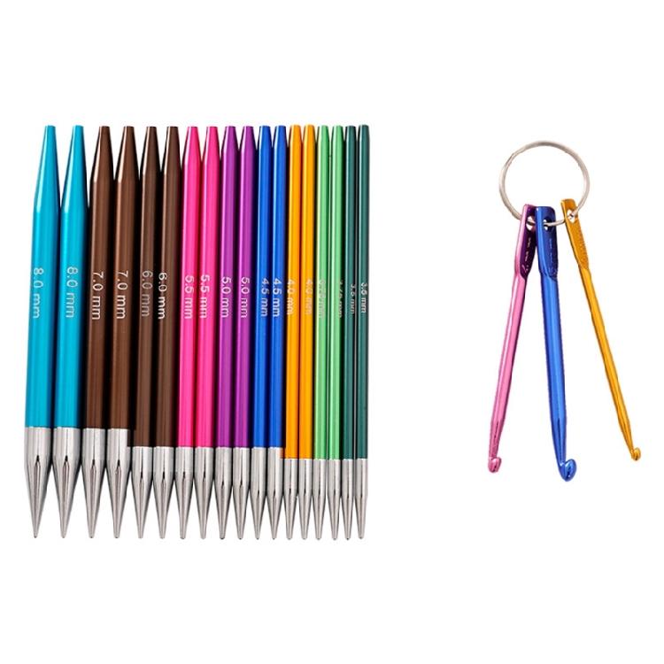 9 Pairs of Interchangeable Circular Knitting Needle Set for Knitting Sweater Sock, Aluminum Circular Knitting Needle Set