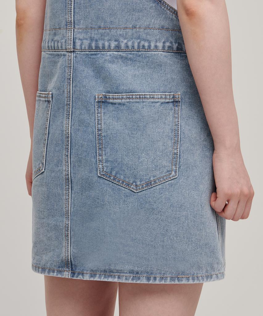 Musinsa Standard Woman Women'S Denim Overall Mini Dress [Light Indigo]