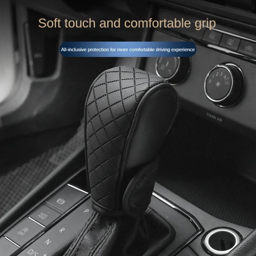 1PC PU Leather Car Shift Knob Cover – Non-Slip Wear-Resistant Automatic Gear Handle Cover Universal Fit for Auto Interior