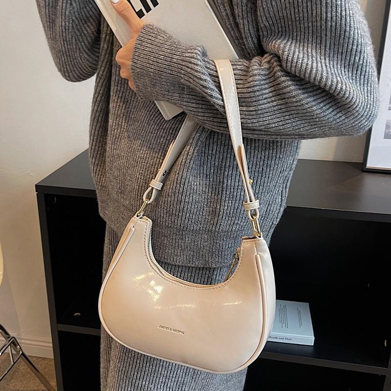 IELGY Женская элегантная сумка через плечо в форме полумесяца из блестящей лакированной — фото 10