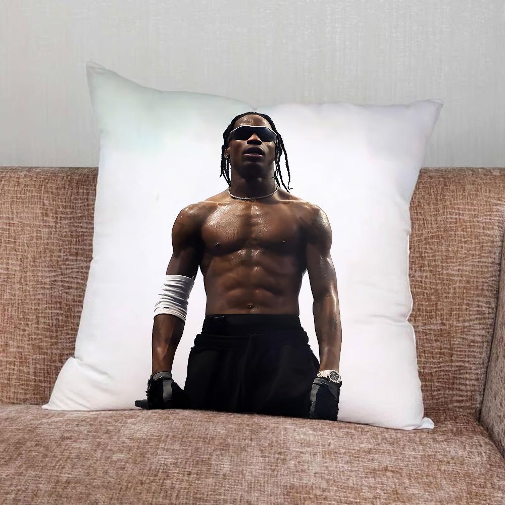 T-Travis Scott Rapper Pillow Case For Home Bedroom Car Office Decoration Living Room Sofa Cushion Cover Suitable