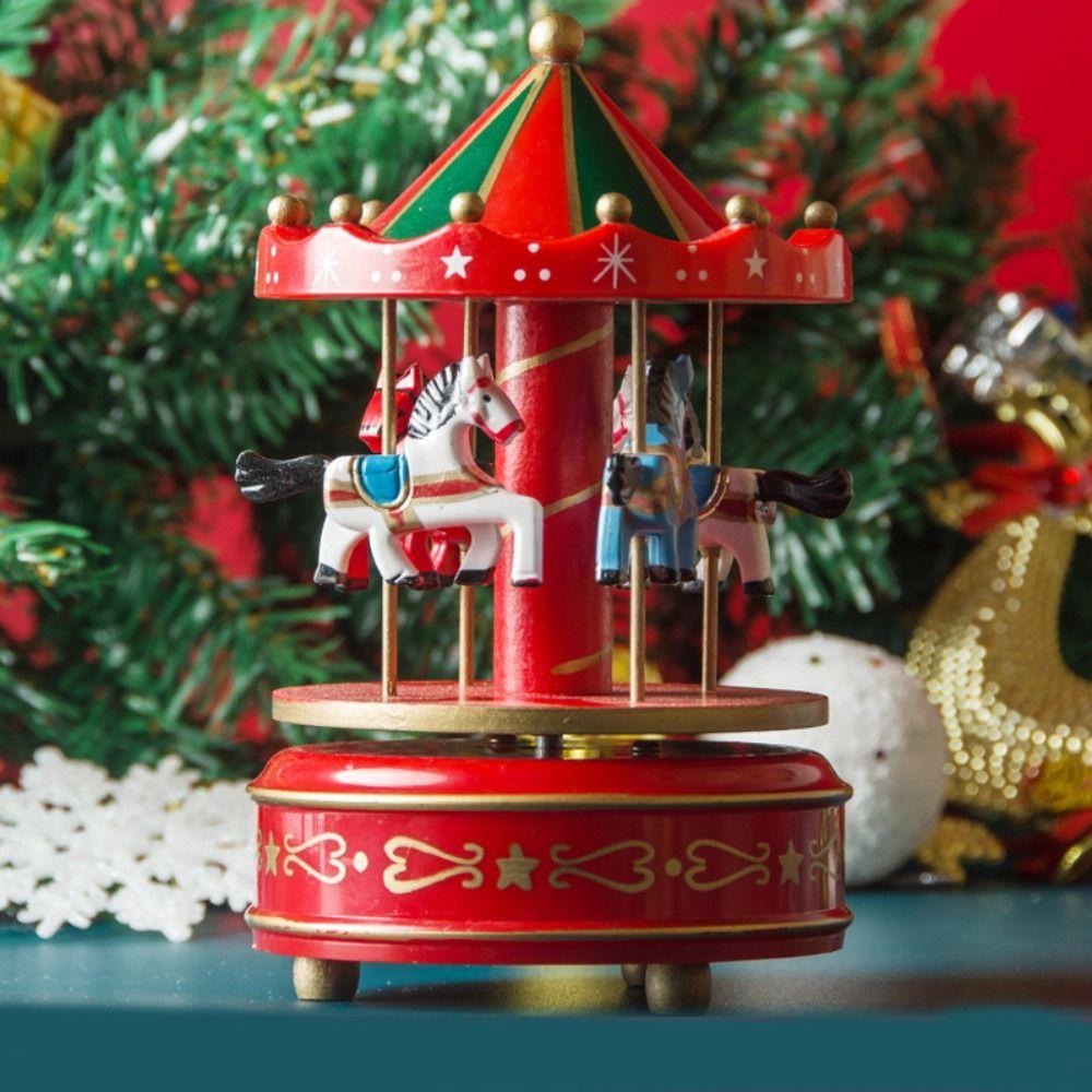 Wooden Rotating Wooden Music Box Interactive Children Gifts Musicbox  Festive Holiday Decor