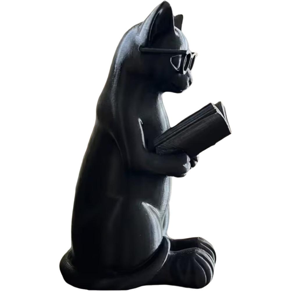 3D Printed Cat Sculpture Artistic Desktop Statue Creative Glasses Cat Statue  Gift чёрный