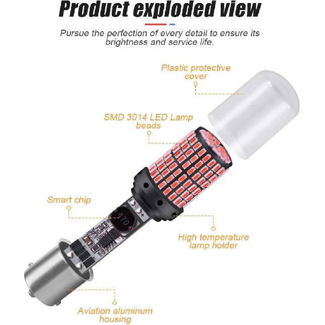 2Pack 1157 LED Brake Light Bulb, 12V-24V BAY15D Replacement Light Bulb for Reverse Brake Tail Running Parking, Universal for Car RV Trailer Boat
