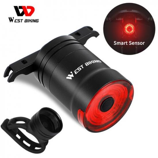 WEST BIKING Smart Bicycle Rear Tail Light USB Rechargeable Brake Sensing Light