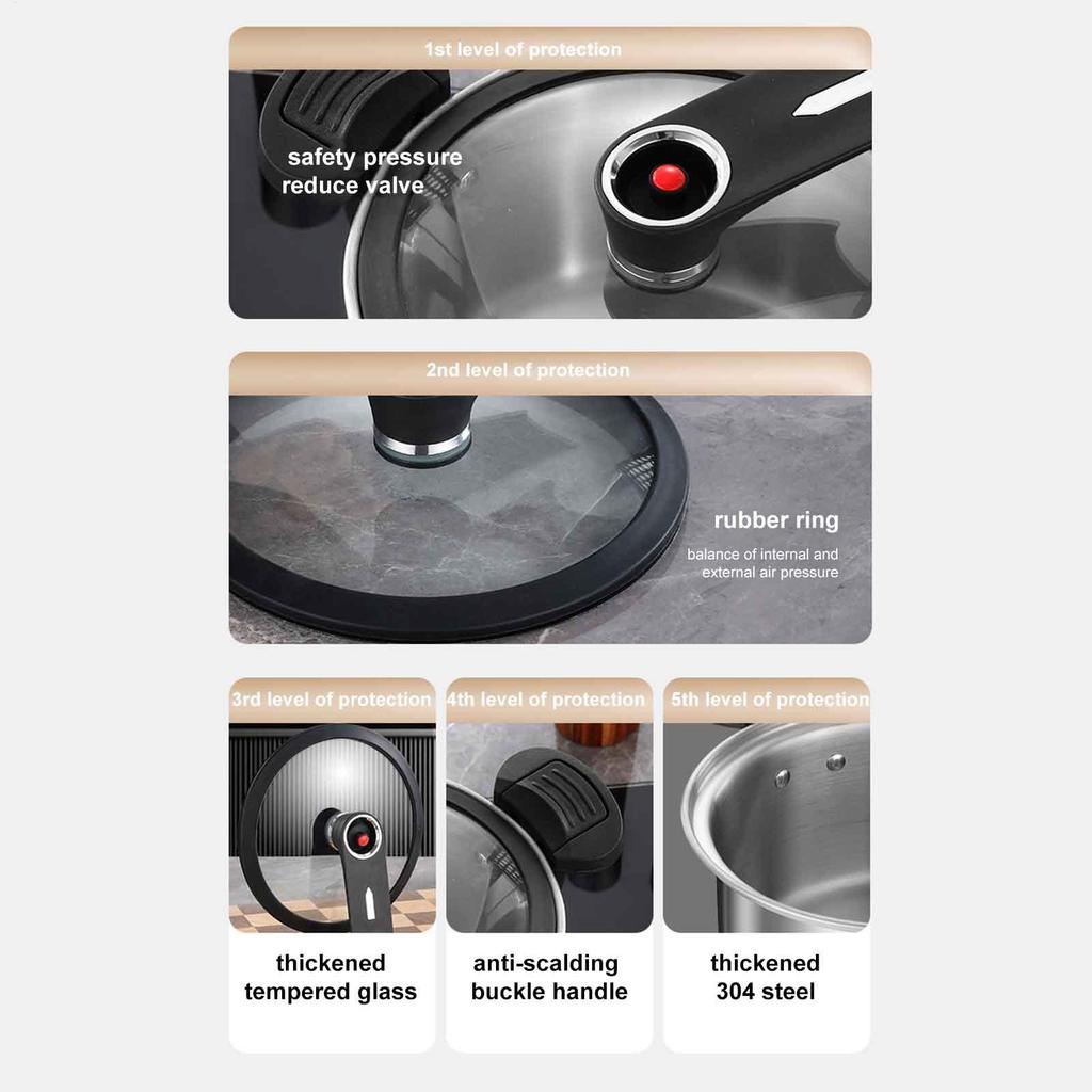 Portable Pressure Cooker Fast Cooking Stew Pot Pressure Cooker Stainless Steel Fast Cooking Multifunctional Kitchen Accessories