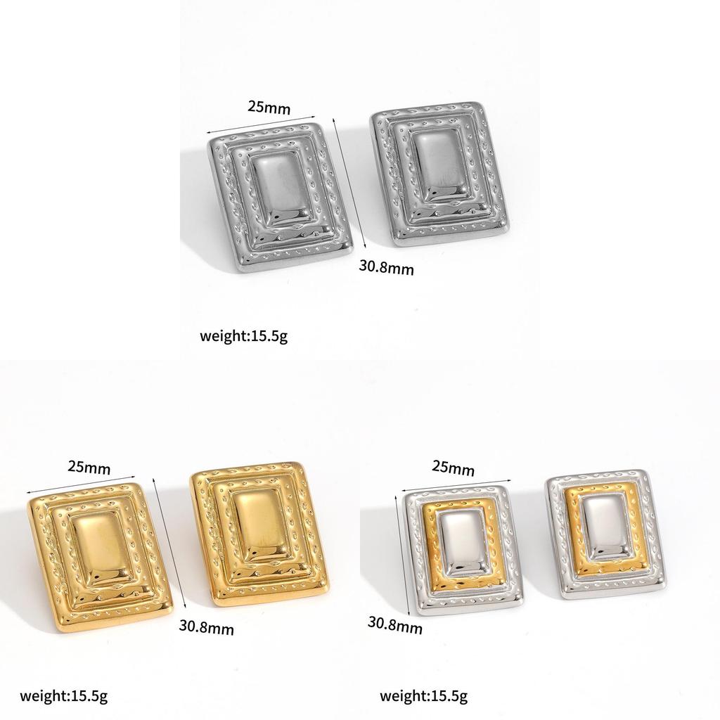 Geometric Stainless Steel Layered Earrings For Womens Fashion Jewelry