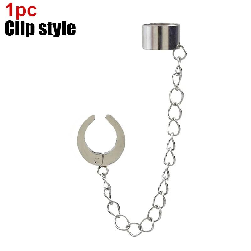 Punk Cross Tassel Øredobber Kvinner Integrert Clip Stud Ørering Kristen Gotisk Hip Hop Smykker Metallkjede Ørering Ørering Ørering Menn