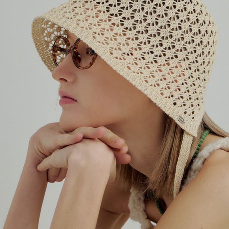 

Marchen Lasa punching bonnet hat_3color ivory