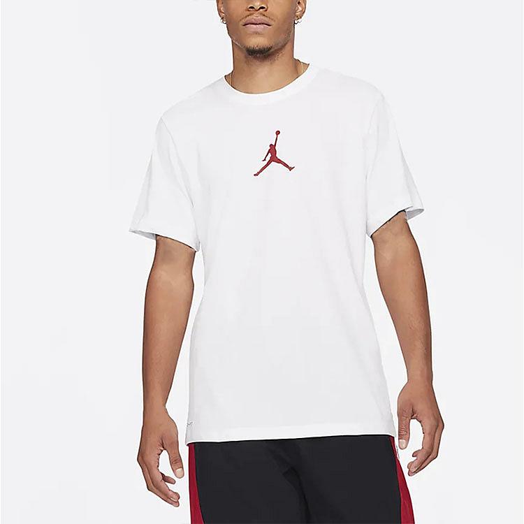 Jordan Jumpman Logo Casual Sports Crew Neck Short Sleeve T-Shirt Men Tops White Gym-Red CW5191-101