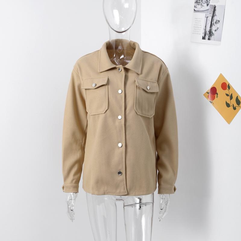 Polo Collar Woolen Coat Women's Casual Long Sleeved Top Solid Color Single Breasted Commuting Loose Jacket Autumn Winter New Fashion