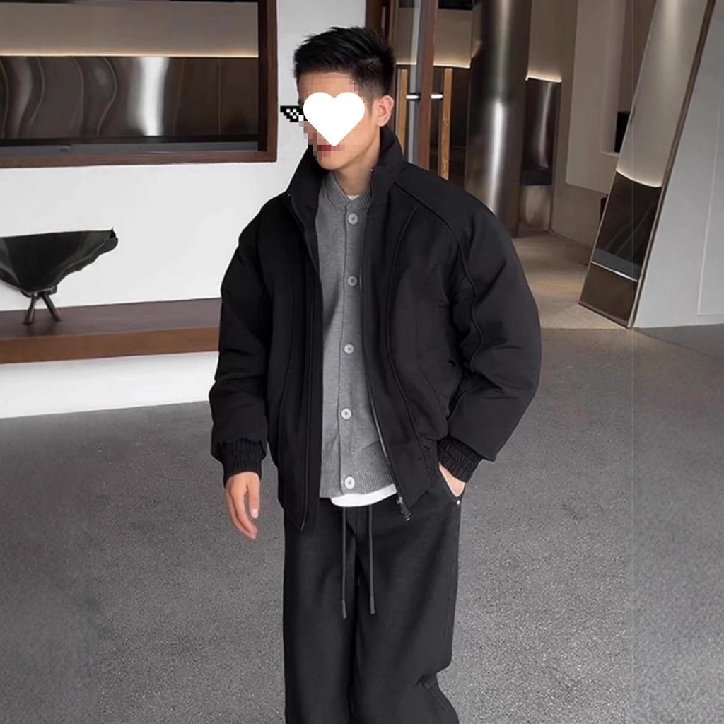 2025 m. madingas vyriškas retro amerikietiško stiliaus bomber baltas pūkinis švarkas