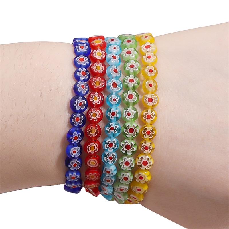 Thousand Flower Glazed Flat Beads for DIY Bracelets, Necklaces, and Earrings