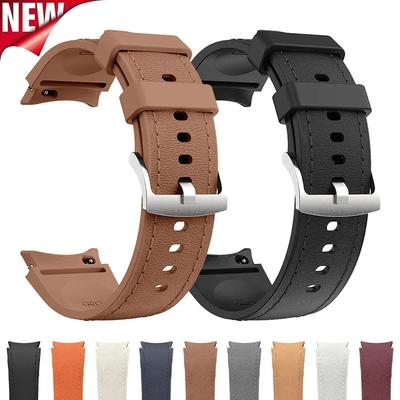 Silicone+Leather Strap for Samsung Galaxy Watch 7 6 5 4 FE 40mm 44mm Bracelet Wristband Watch 6 4 Classic 43/47mm 42/46mm Correa