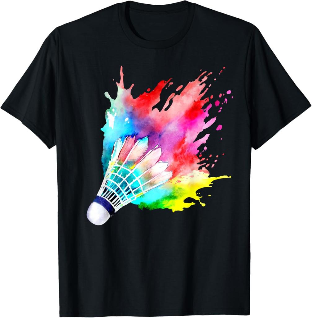 Colorful Shuttlecock Birdie Badminton Player Sports Lover TShirt Cotton Men Clothing Tops Graphic T Shirts Camisetas