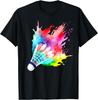 Colorful Shuttlecock  Birdie Badminton Player Sports Lover TShirt Cotton Men Clothing Tops Graphic T Shirts Camisetas