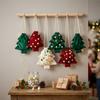 Velvet Christmas Tree Gift Bags Colorful Pom Pom Metal Bell Xmas Tree Hanging Pouch Soft Touch Tree Shaped