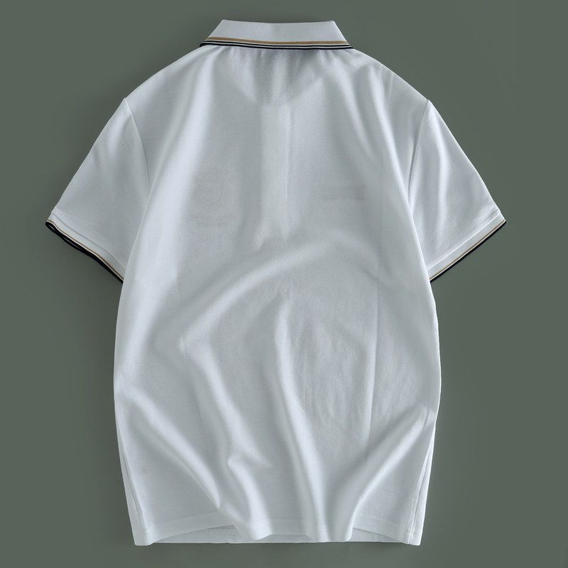 Foreign Trade Cut the Tag Off Tail Goods Summer High End Embroidery Pearl Cotton Polo Shirt Men's Business Leisure Lapel Short Sleeve T-shirt