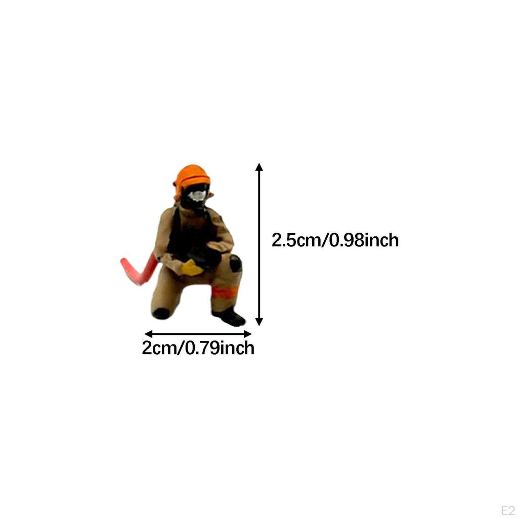 1/64 Feuerwehrmann Figuren Diorama Action Realistisch Winzige Leute Modell für Mikro-Landschaften
