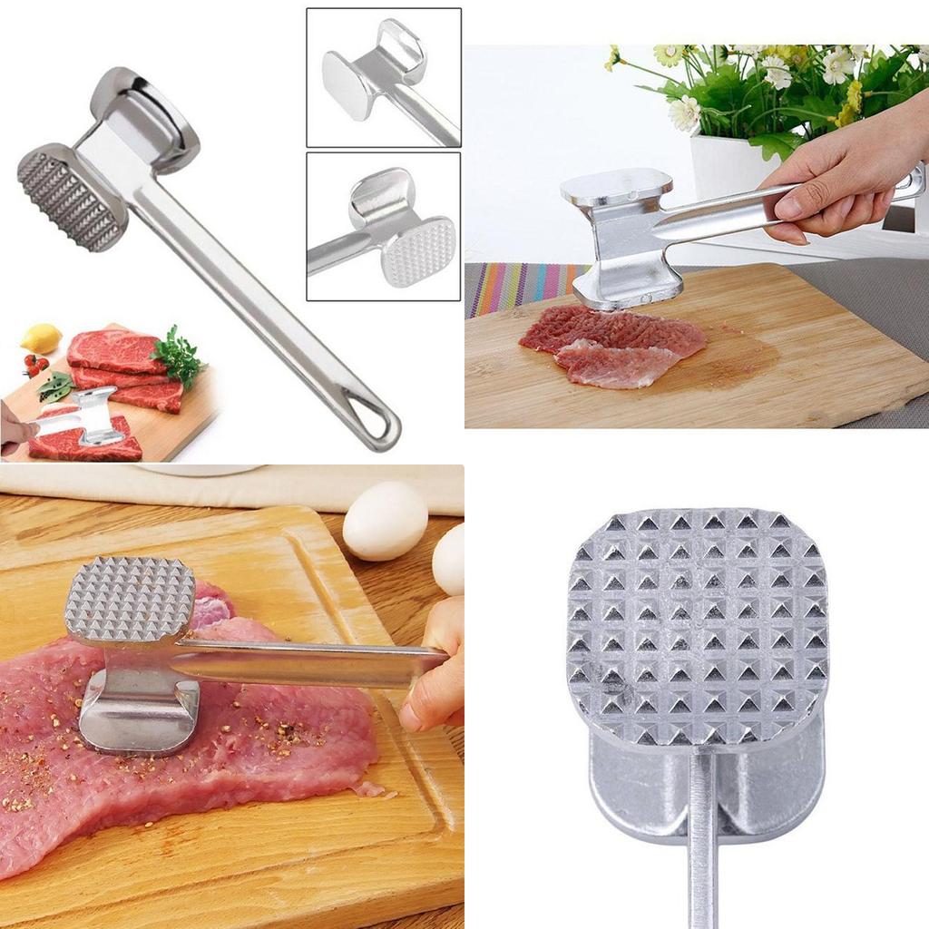 Durable Aluminum Meat Tenderizer Hammer With Dual Sides For Beef And Chicken Preparation