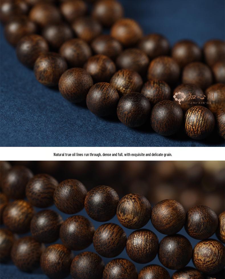 Vietnam Nha Trang Purple Agarwood Unisex Bracelet - Natural Wild Sinkwood Buddhist Prayer Beads, 108 Beads