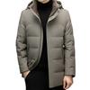 Mens Mid-Length Hooded Down Jacket With Stand Collar 90% White Duck Winter Warm Casual Coat
