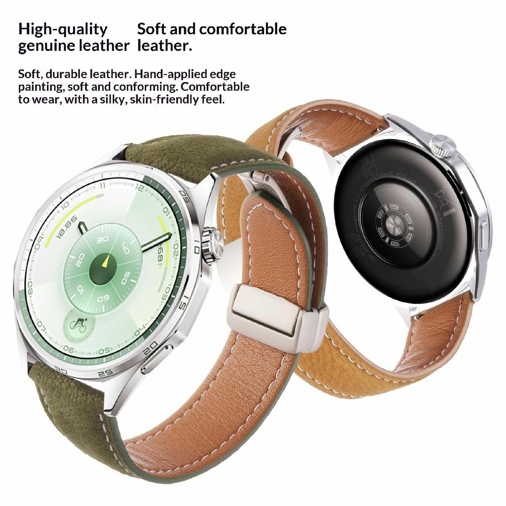 22-мм магнітна застібка Ремінець для годинника Huawei Watch GT 6/5/5 Pro/4 46 мм Масляниста воскова текстура лічі Натуральна шкіра