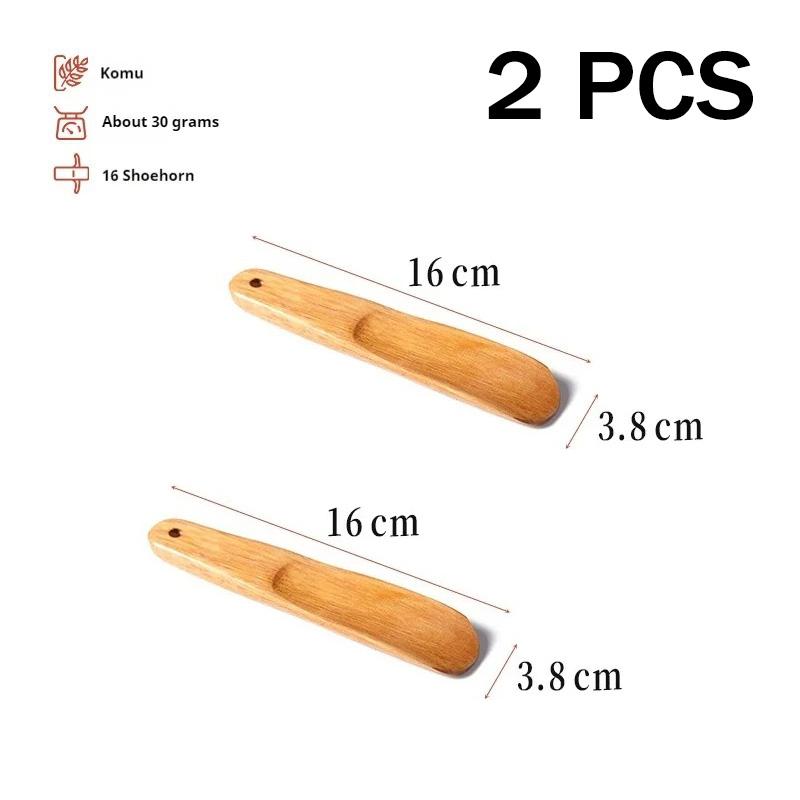 Natural Wood Shoe Horn, Short & Long Handle Shoehorn with Hanging Hole, Handheld Shoe Helper for Travel, Leather Shoes & Boots