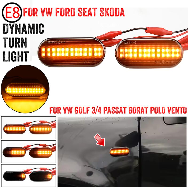 Dynamic Flowing LED Side Marker Turn Signal Light For VW Transporter T5 Polo Golf 3 4 Passat B5 Sharan Lupo Bora Multivan