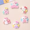 24/120PCS Cartoon Bright Cherry Blossom Cat DIY Resin Accessories, Handmade Hair Clip, Phone Case Accessories
