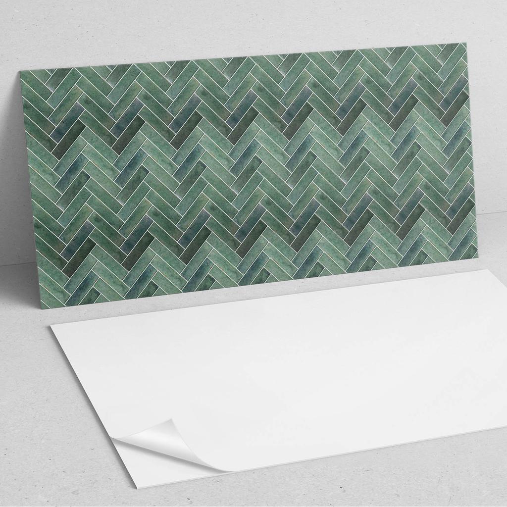 Vinyl Decoration with Print for Tool-Free Assembly 100x50 cm 3D Herringbone Pattern