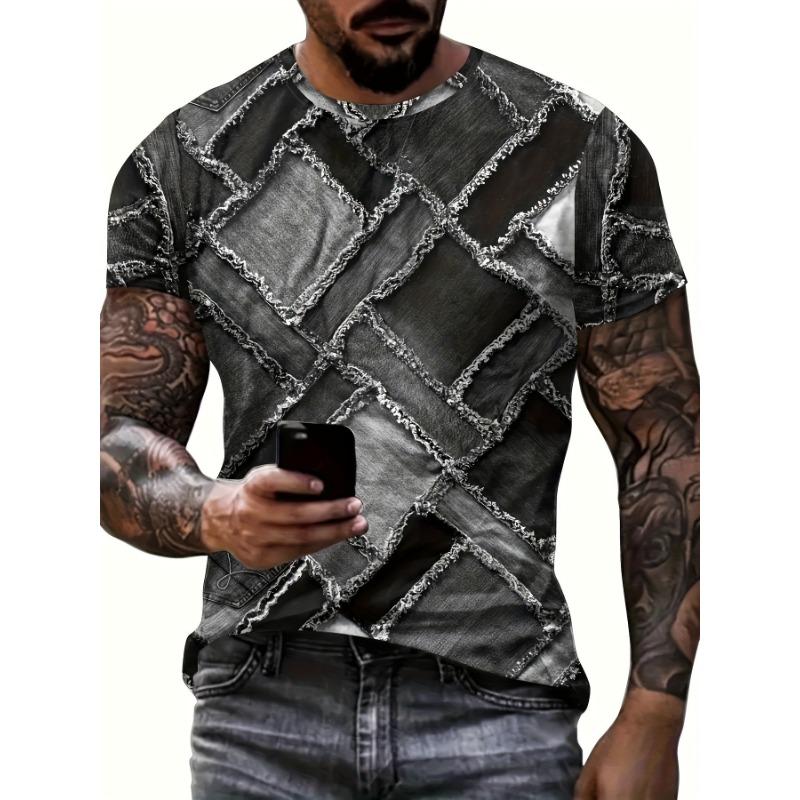 Men's Crew Neck Graphic T-shirt With Fancy Print Summer Short Sleeve Top For Men Men's Soft Trendy Comfy Tee Tops Sportswear