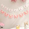 1Set Sweet Felt Bow Theme Banner Plush Ball Bow Bedroom Hanging Bunting Garlands for Kids Girl Birthday Baby Shower Party Decor
