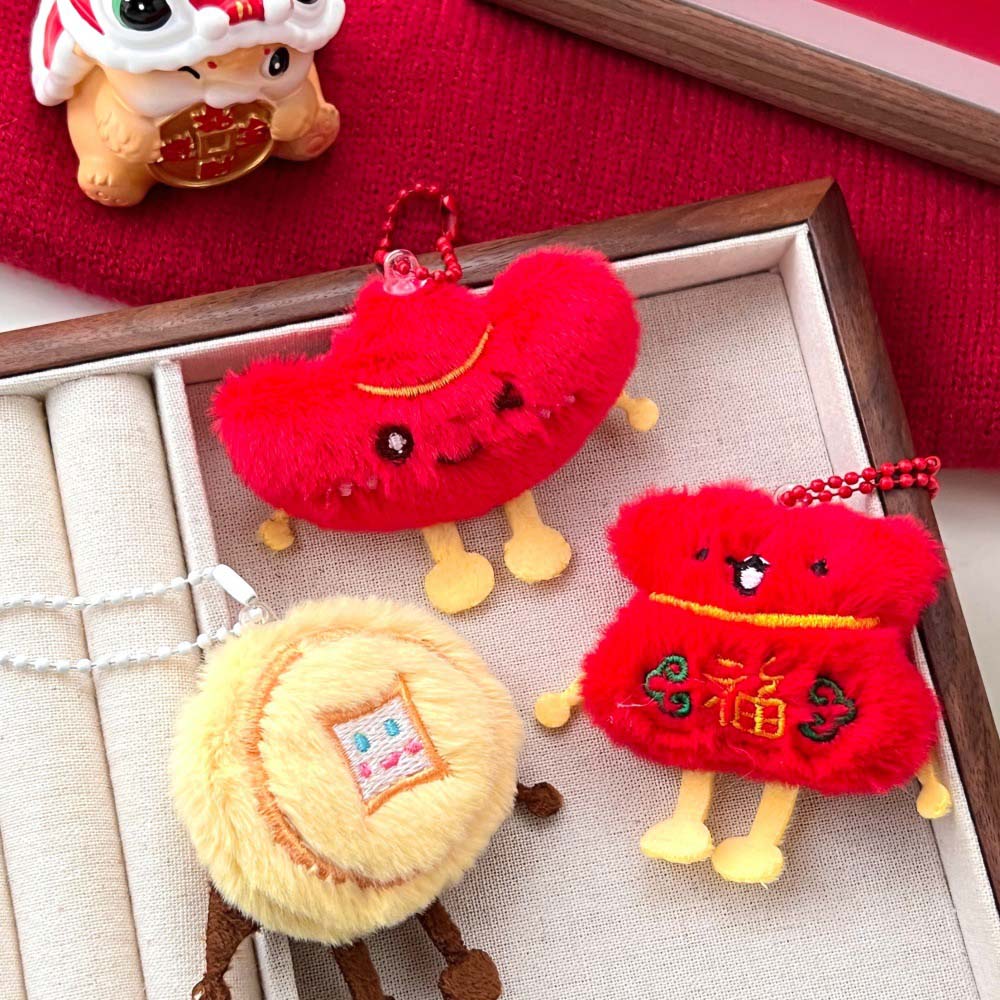 Lion Awakening Chinese New Year Plush Keyring Chinese Style Lion Dance Brooch Lunar New Year