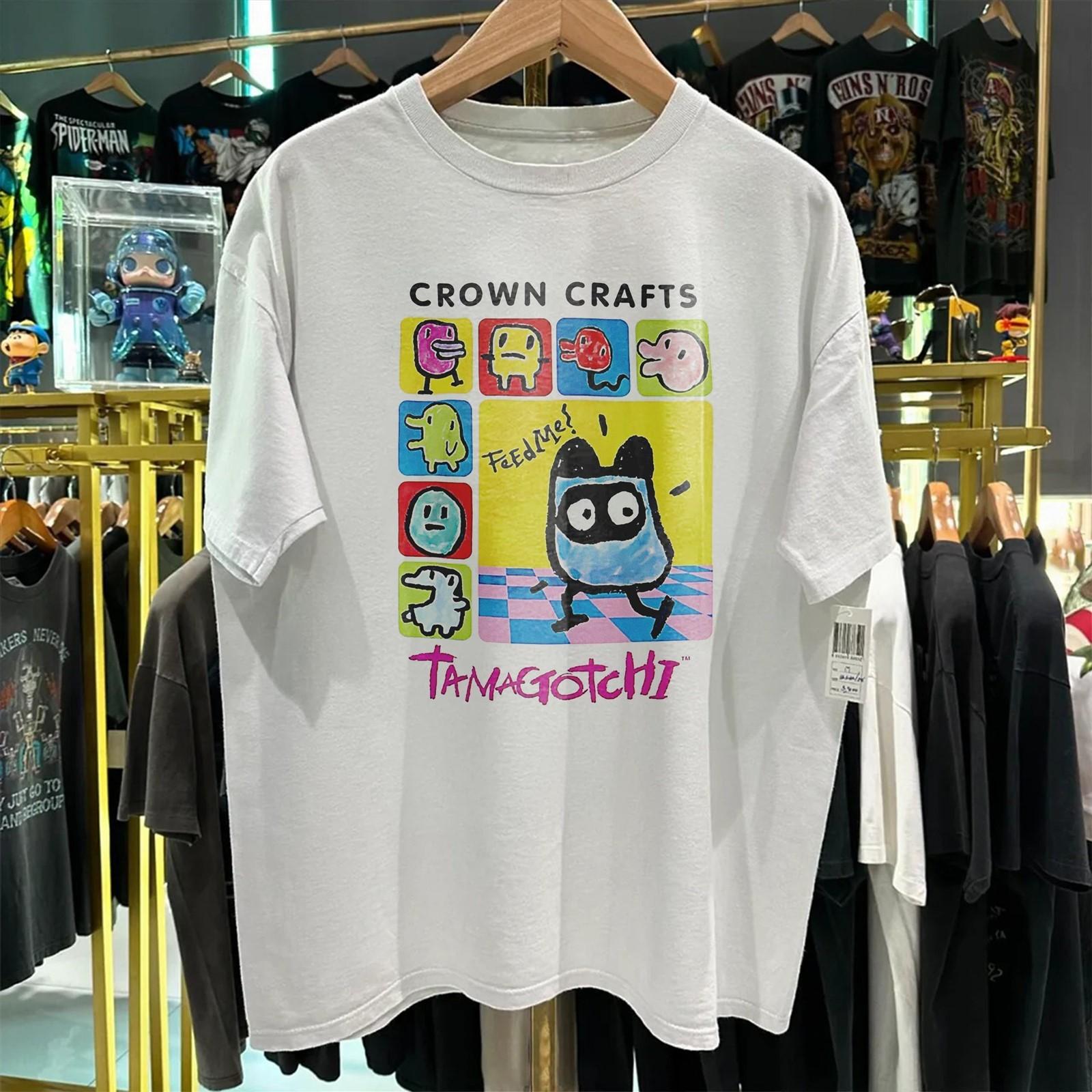 Tamagotchi Crown Craft Aged T-Shirt White M S
