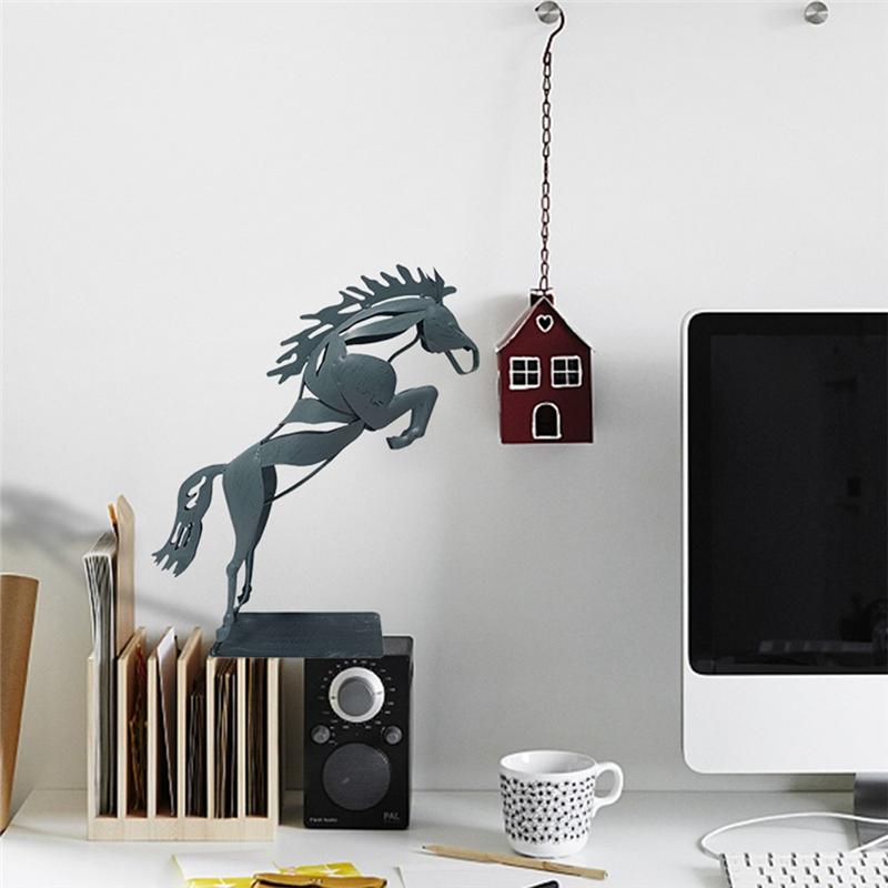 

ABWR-Horse Sculpture Ornaments Handmade Life-Like Horse Standing Statue Desk Decorations Easy Install