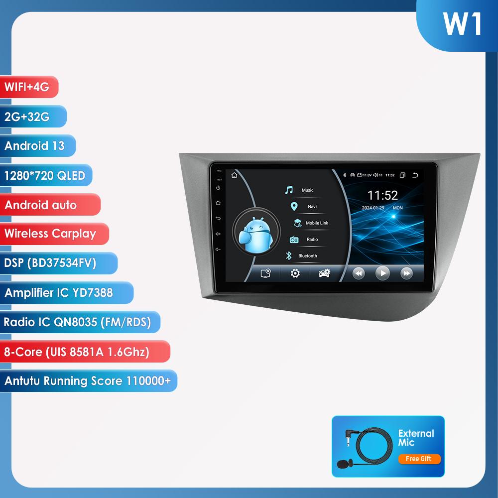 OSSURET Intelligent Snapdragon 6115 Car Radio for Seat Leon MK2 2005-2012 Intelligent Systems Carplay GPS Navigation Stereo Android Auto 2din BT 4G