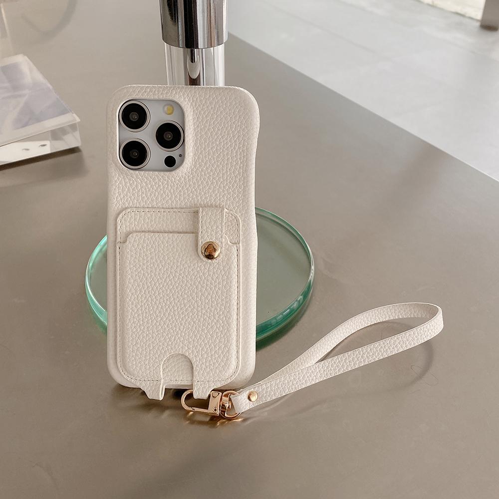 For iPhone 16 Pro Case Multi-Functional Card Slots Leather Back Cover with Wrist Strap